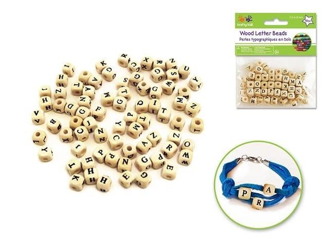 Krafty Kids Wood Beads 8mm Letter Beads 70pc
