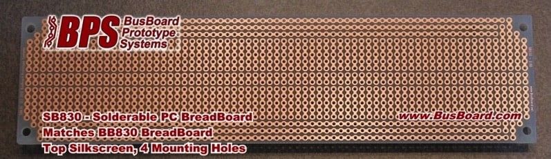 BPS 830 Tie Point PCB BreadBoard with Power Rails