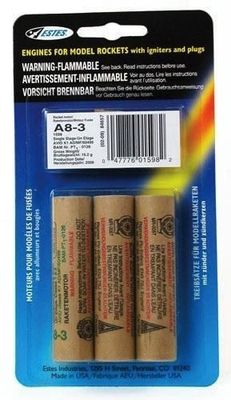 Estes Rockets A8-3 Model Rocket Engines 3pc