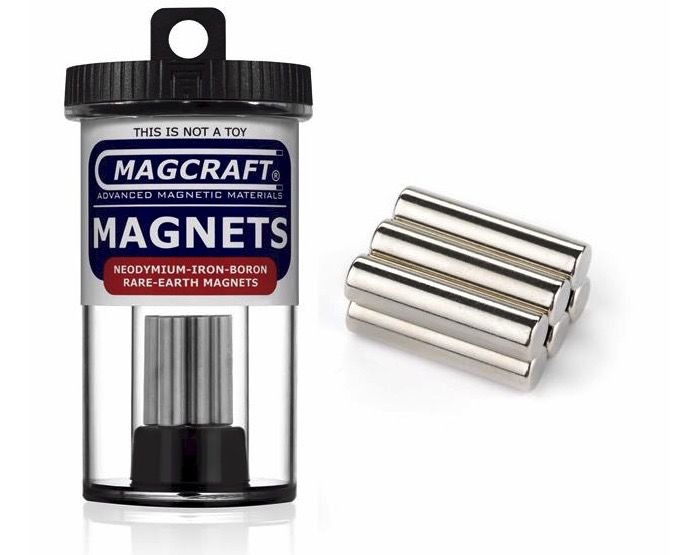 Magcraft 0.25â€ X 1â€ Rare Earth Rod Magnet (6)