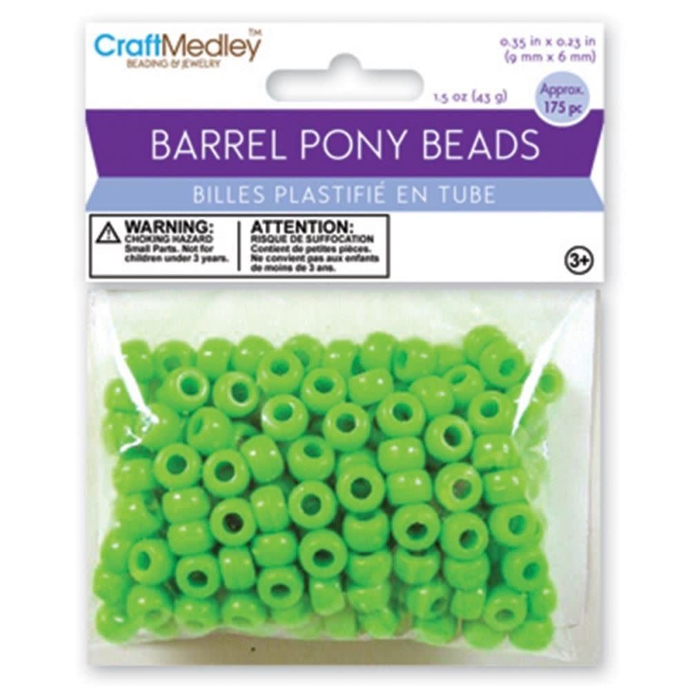 CraftMedley Barrel Pony Beads 9x6mm Green 175pc
