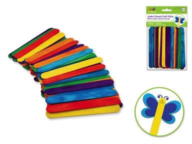 Krafty Kids Craftwood Jumbo Multi Colored Craft Sticks 6"x3/4" 50PK