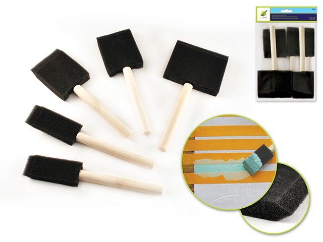 Colorfactory 1/2/3in Sponge Brush with Wood Handle 5pc