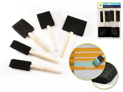 Colorfactory 1/2/3in Sponge Brush with Wood Handle 5pc