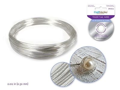 CraftMedley 0.45mm Tiger Beading 7 Strand Wire Silver