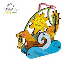 UGears 3D Wooden Puzzle Sailboat Coloring Model 17 piece