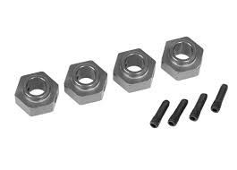 Traxxas Wheel hubs, 12mm hex, 6061-T6 aluminum (charcoal gray-anodized) (4)/ 3x10 screw pin (4)