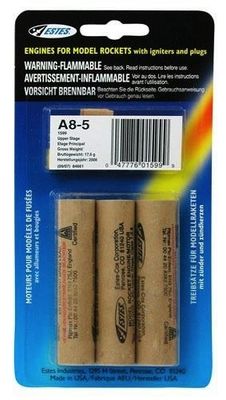 Estes Rockets A8-5 Model Rocket Engines 3pc