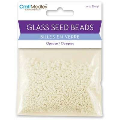 CraftMedley Glass Seed Beads Opaque White 60g