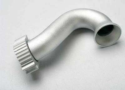 Traxxas Header, exhaust (tubular aluminum, silver anodized) (TRX 2.5, 2.5R)