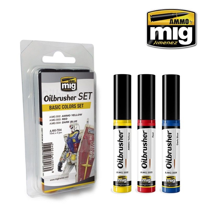 Ammo Of Mig Basic Colors Oilbrushers Set