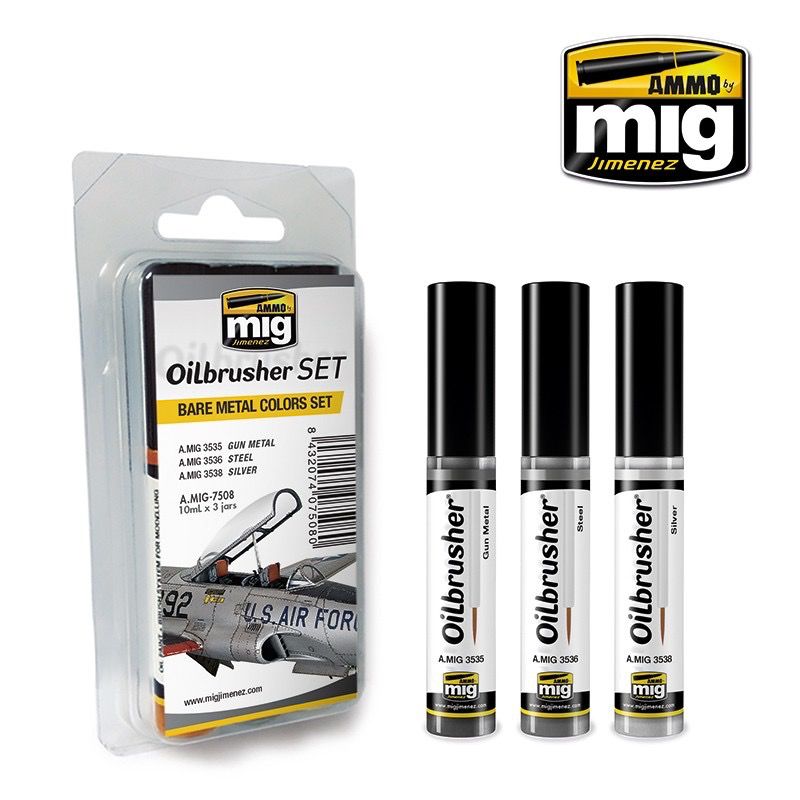 Ammo Of Mig Bare Metal Colors Oilbrushers Set