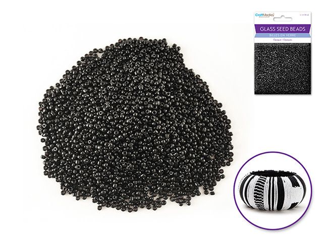 CraftMedley Glass Seed Beads Opaque Black 60g