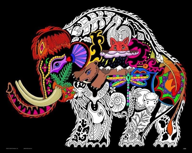 Stuff To Color 16X20 Velvet Poster Inner Nature Wooly Mammoth