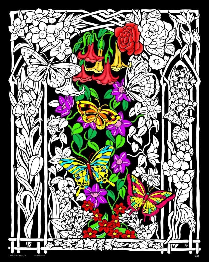 Stuff To Color Velvet Poster Butterflies &amp; Flowers 16 X 20