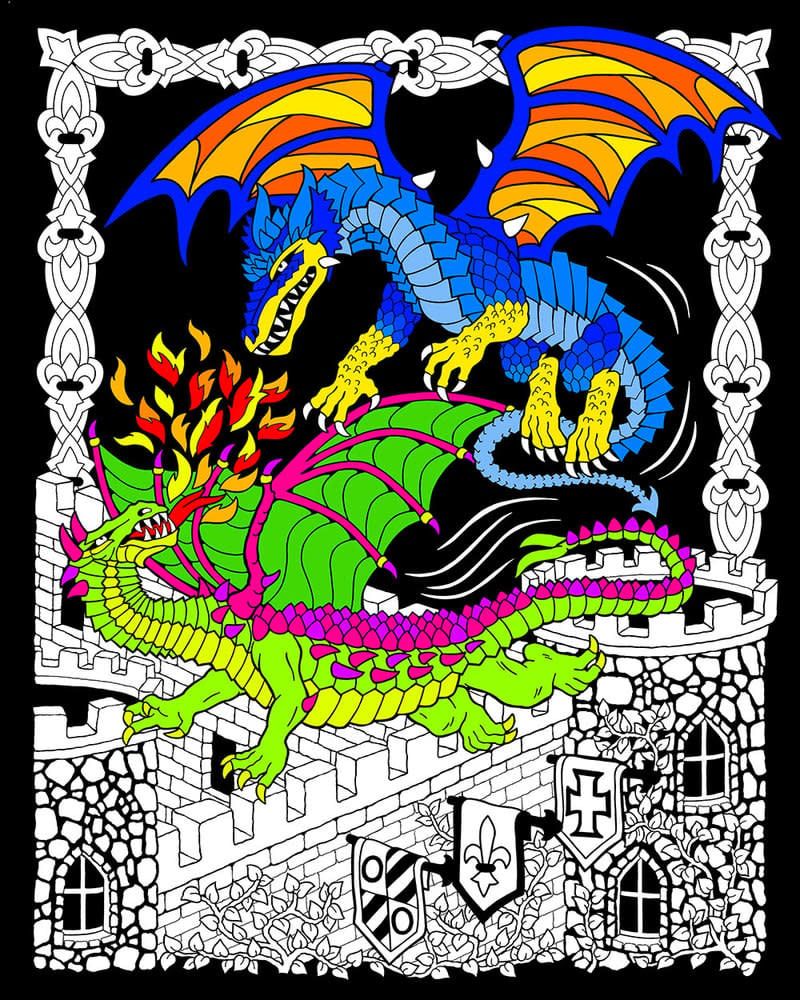 Stuff To Color 16x20 Velvet Dueling Dragons