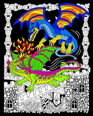 Stuff To Color 16x20 Velvet Dueling Dragons