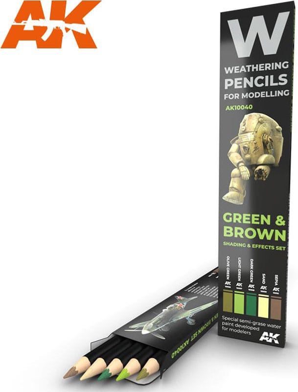 AK Interactive Watercolor Pencil Set Green And Brown