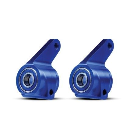 Traxxas Steering blocks, Rustler/Stampede/Bandit (2), 6061-T6 aluminum (blue-anodized)/ 5x11mm ball bearings (4)