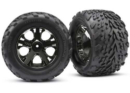 Traxxas Tires &amp; wheels, assembled, glued (2.8&quot;) (All-Star black chrome wheels, Talon tires, foam inserts)