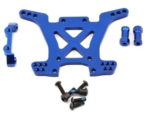 Traxxas Shock tower, rear, 7075-T6 aluminum (blue-anodized) (1)/ body mount bracket (1)