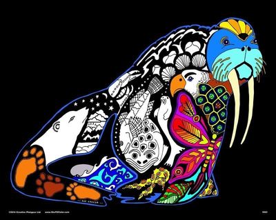 Stuff To Color 16X20 Velvet Poster Inner Nature Walrus