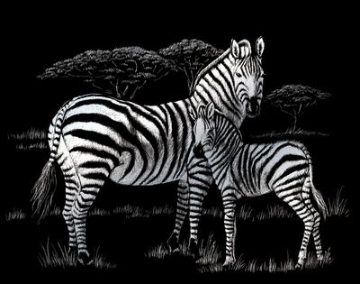 Royal &amp; Langnickel Silver Foil Engraving Art Kit 8x10in Zebras