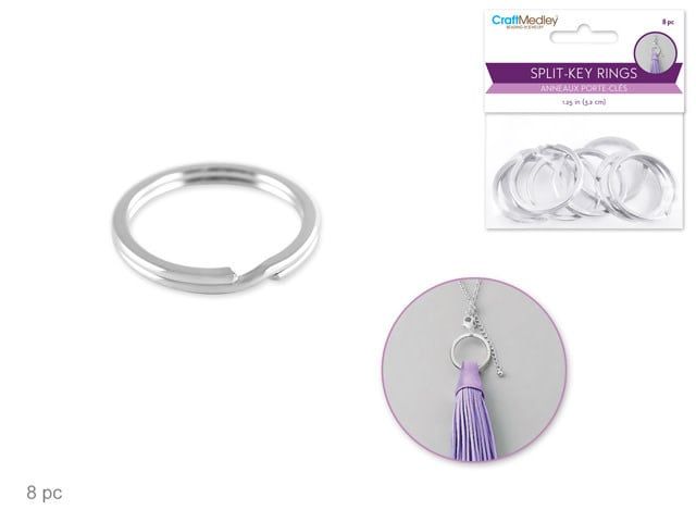 CraftMedley 1.25in Split Key-Rings Heavy Duty Silver CraftMedley 1.25in Split Key-Rings Heavy Duty Silver