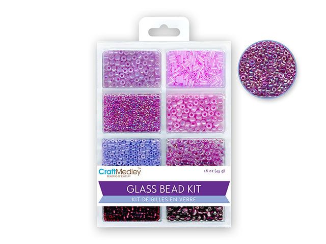 CraftMedley Glass Bead Kit Rocailles Seed Beads Bugles Viola 45g