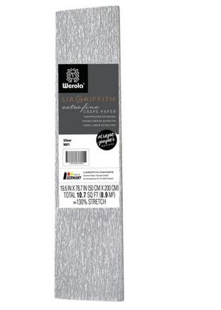 Lia Griffith Crepe Paper Metallic Silver 19.6x78.7in