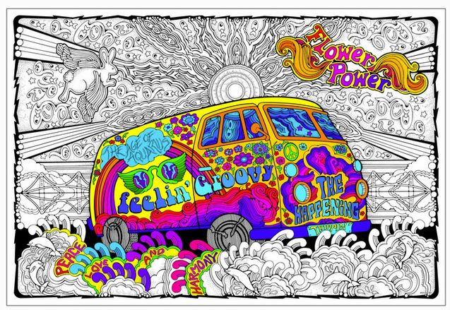 Stuff To Color 22X32.5 WALL POSTER LOVE BUS