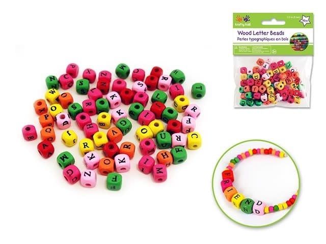 Krafty Kids Wood Beads 8mm Letter Beads Multi Colored 70pc