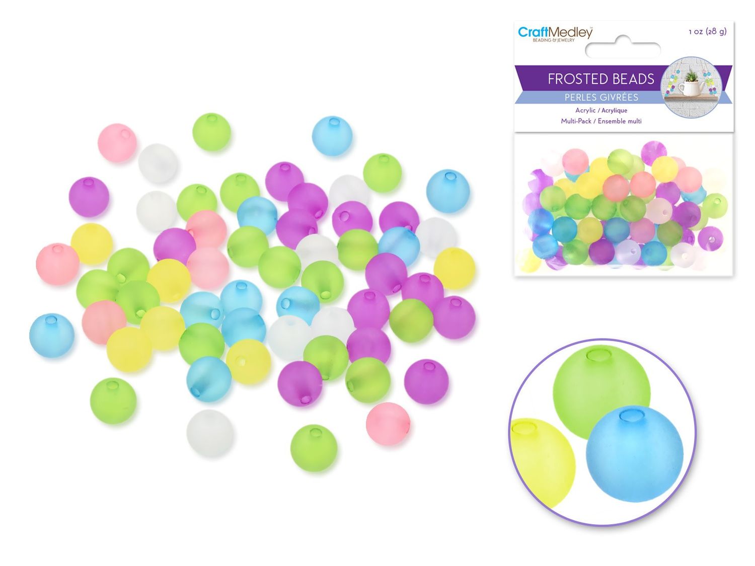 CraftMedley 10mm Acrylic Beads Multi-Packs Round Frosted