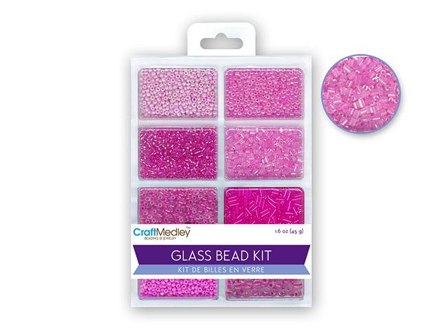 CraftMedley Glass Bead Kit Rocailles Seed Beads Bugles Blush 45g