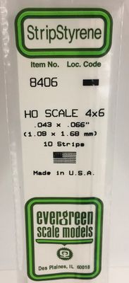 Evergreen Scale Models 4x6in HO Polystyrene Strip 10pc