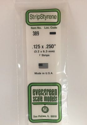 Evergreen Scale Models 0.125x0.25in Polystyrene Strip 7pc