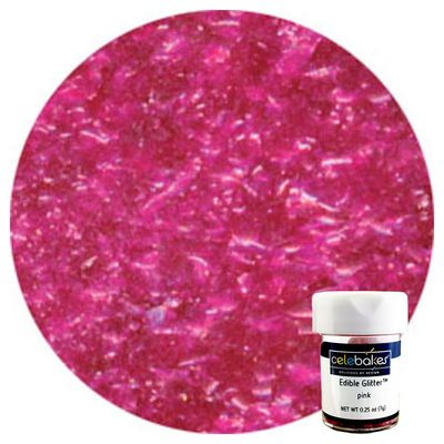 Celebakes Pink Edible Glitter Flakes 1/4oz