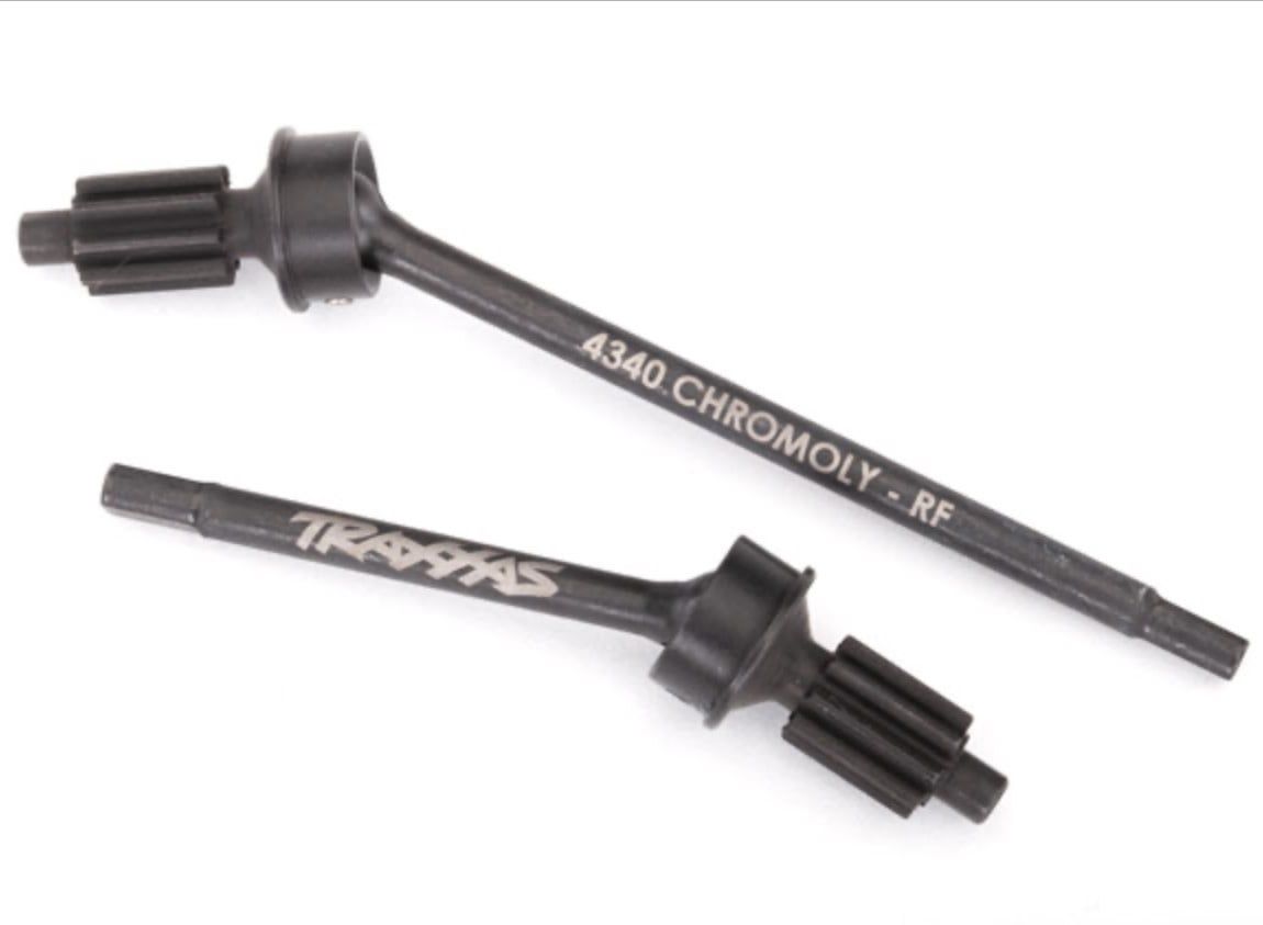 Traxxas Axle shaft, front, heavy duty (left &amp; right)/ portal drive input gear (machined) (2) (assembled)