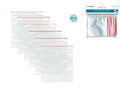 CraftMedley 3x3in Zipper Seal Polybags 60pc