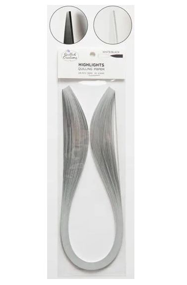 Quilled Creations Quilling Paper White &amp; Black Highlights  1/4in