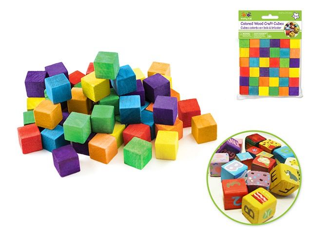 Krafty Kids Wood Craft Cubes Colored 15mm