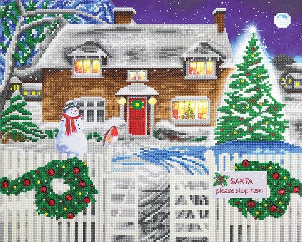 Craft Buddy Christmas Cottage Crystal Art Kit Large LED