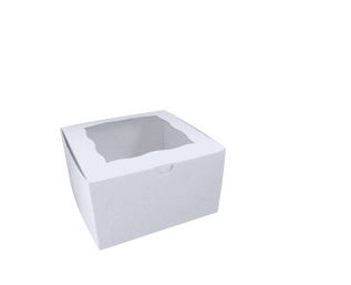Retail Supplies 7x7x4in White Window 4 Cupcake Bakery Box
