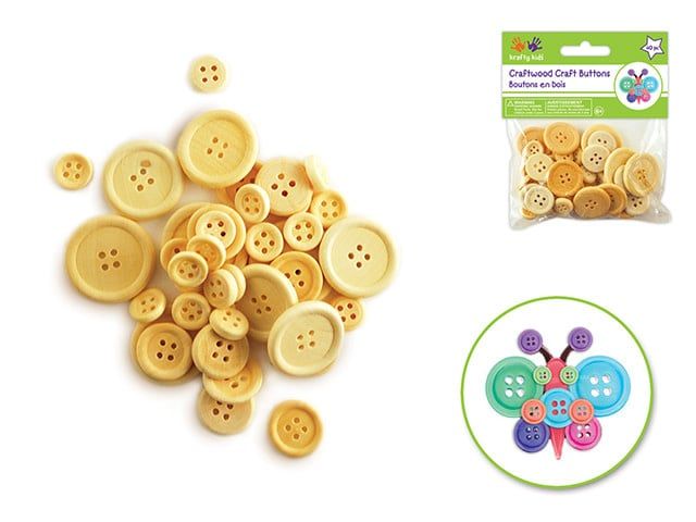Craft Buttons 40/pk Natural