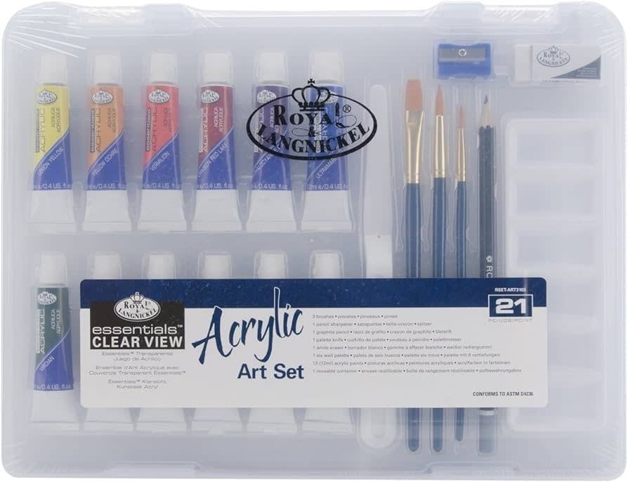 Royal &amp; Langnickel Small Clear  Case  Acrilyc  Paint  Set