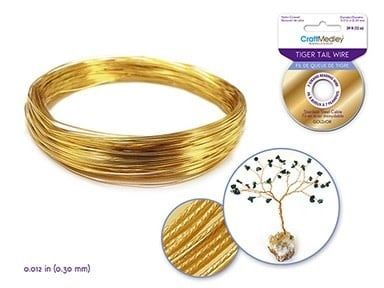 CraftMedley 0.3mm Beading Wire 7 Strand Beading Gold