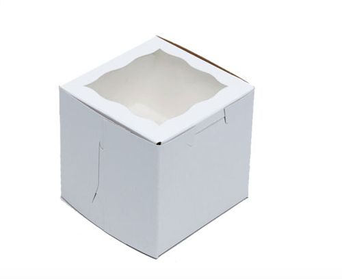 Retail Supplies 4x4x4in White Window Bakery box