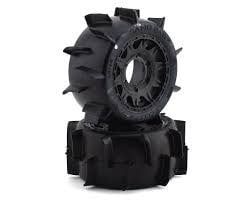 Pro Line Sand Paw LP 2.8" Sand Tires Mounted on Raid Black 6x30 Removable hex Wheels for Rustler 2WD &amp; 4WD Front &amp; Rear