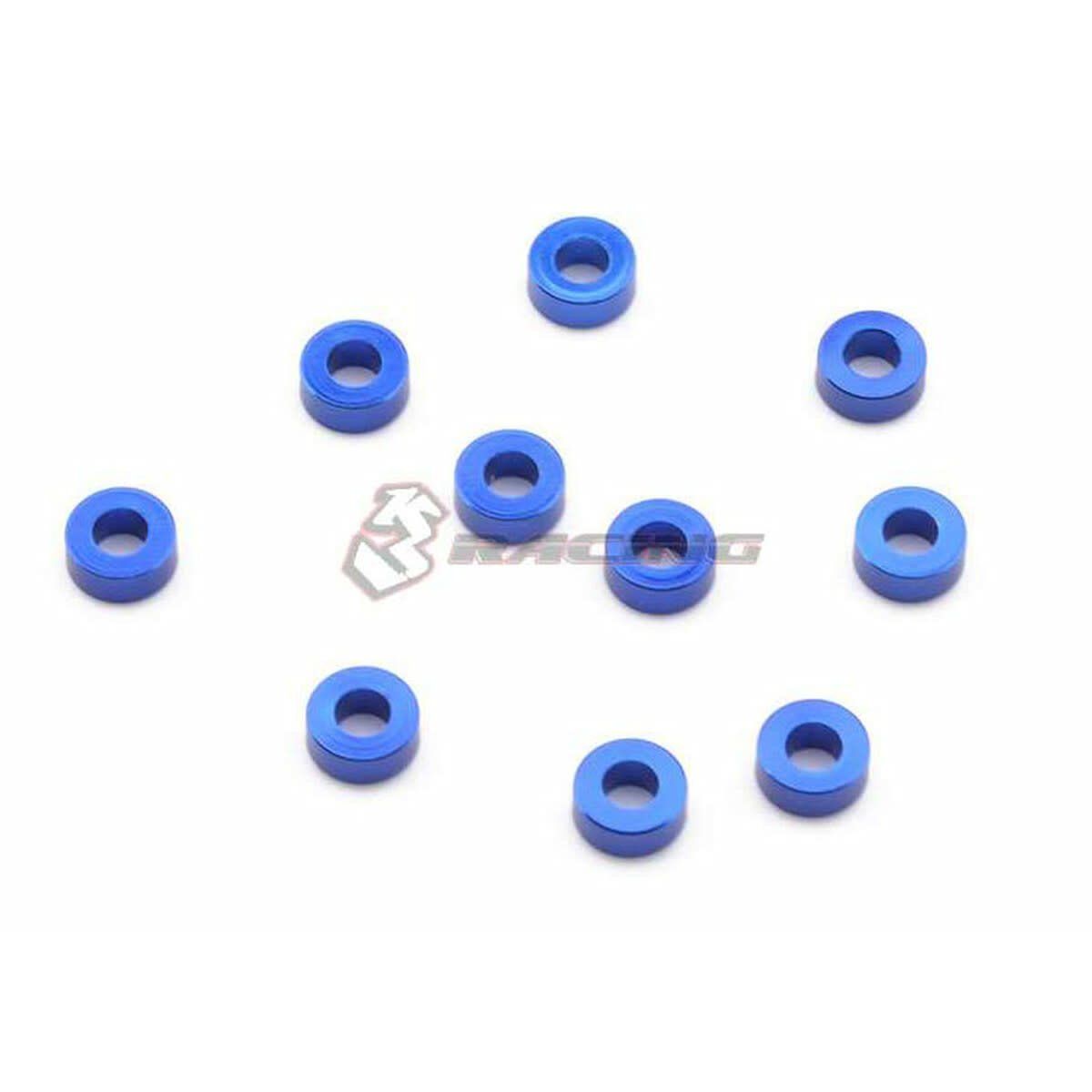 3 Racing Aluminum M3 Flat Washer 0.5mm 10pc Blue
