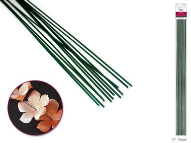 MultiCraft 18in Floral Stem Wire Green 12pc